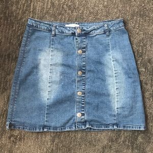 Button Up Blue Denim Short Skirt Size L miami